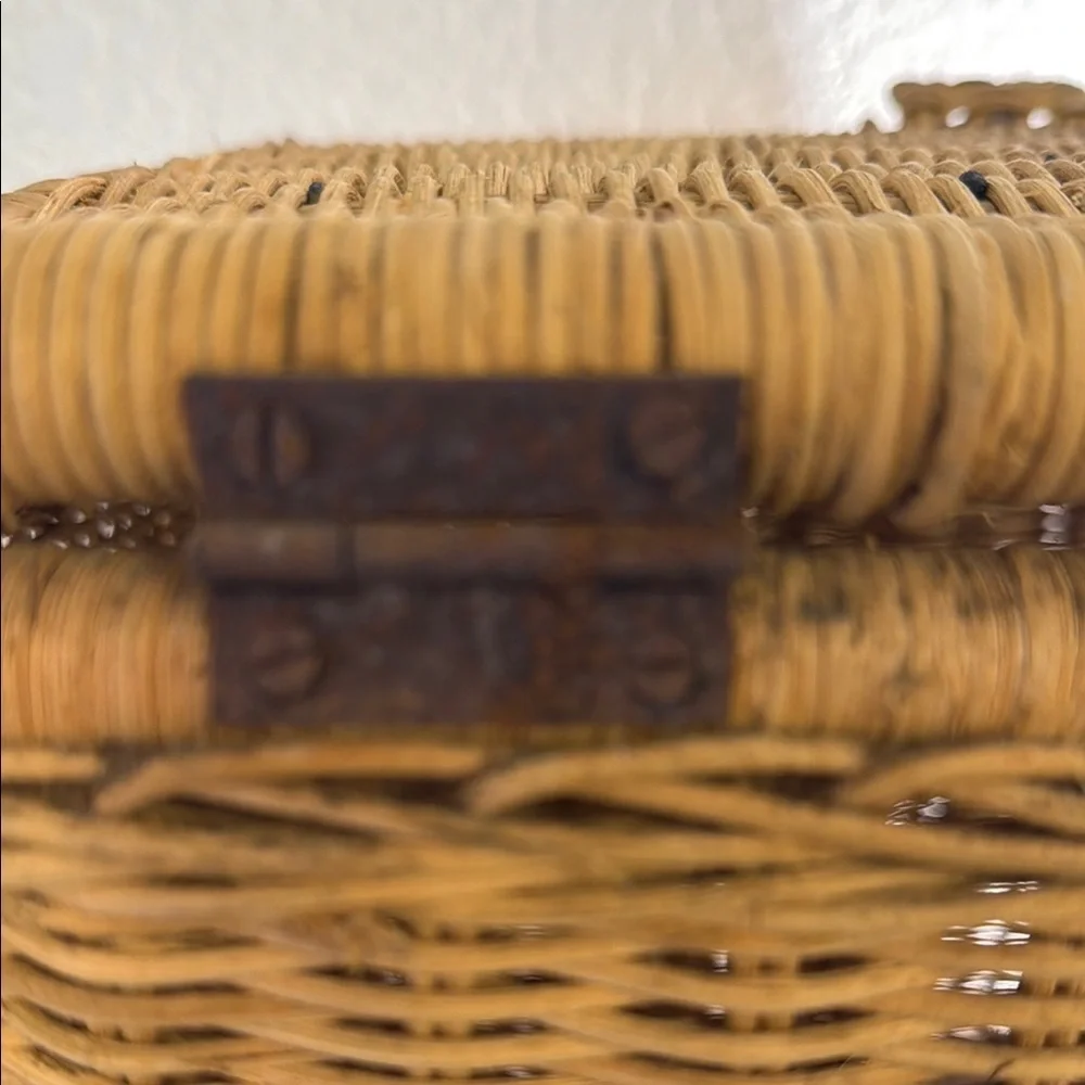 Two Adorable Vintage Elephant Design Wicker Storage Trunks/Baskets - Brown